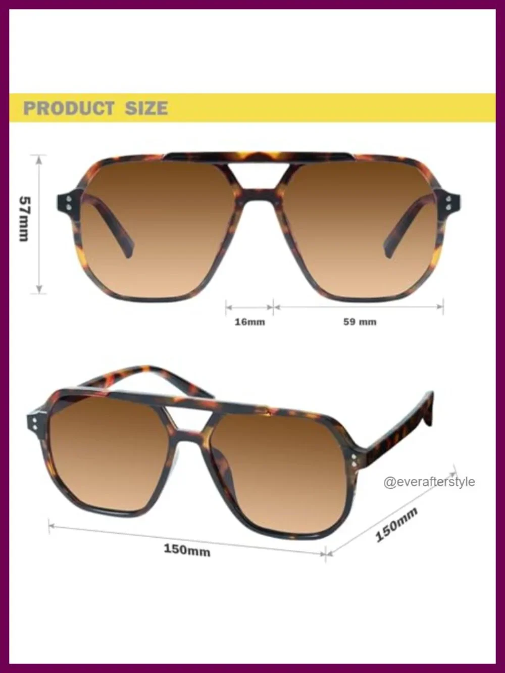 Oversized Polarized Aviator Sunglasses Geometric Frame Daily Fashion